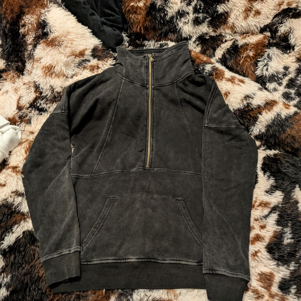 Michelle Mae Charcoal Zip-Up Sweater